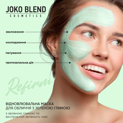Відновлювальна маска для обличчя з зеленою глиною Refirm Joko