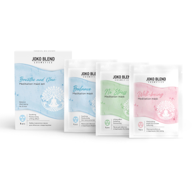 Набір тканинних масок для обличчя з медитаціями Breathe and Glow Joko Blend